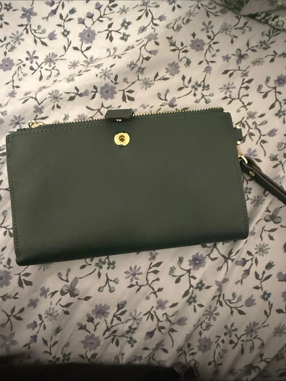 Michael Kors Forest Green Saffiano Leather Wallet with Gold Hardware